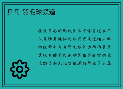乒乓 羽毛球频道